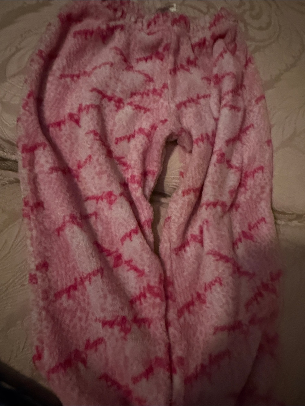 Baby Phat Pink Plush Lounge Pants with Script Pattern